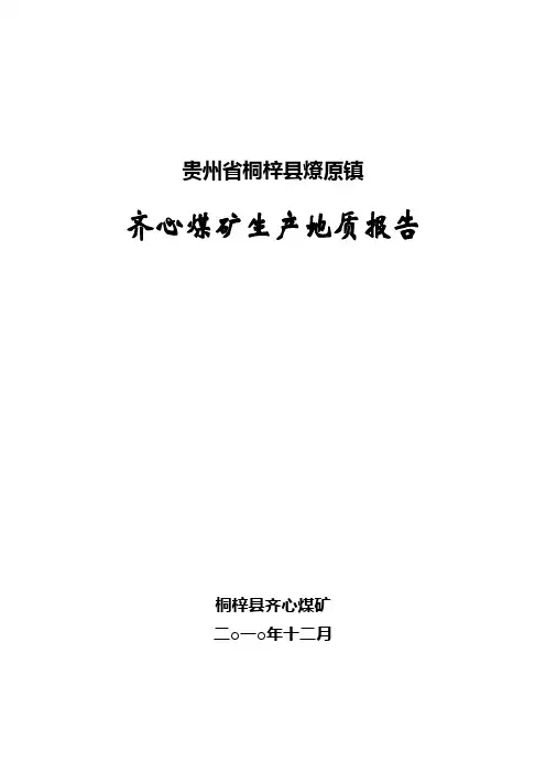 桐梓县齐心煤矿生产地质报告