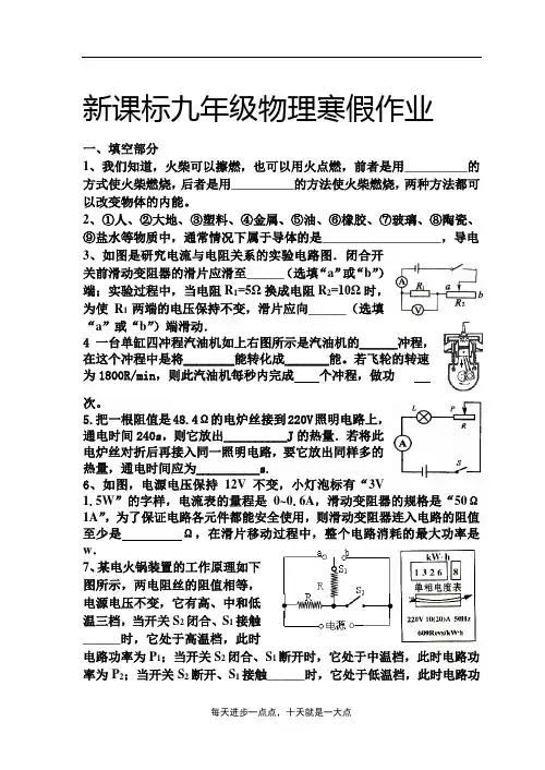 新课标九年级物理寒假作业 p8(22)