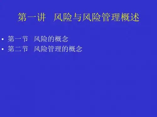 第一讲 风险与风险管理概述