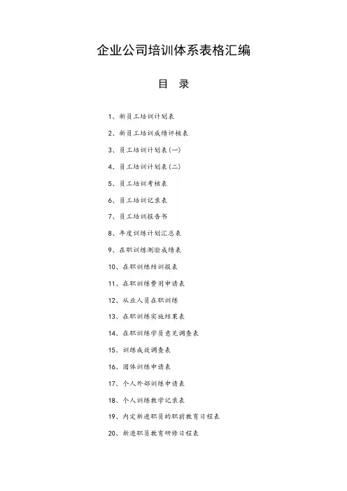 企业公司培训体系表格汇编