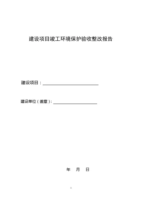 建设项目竣工环境保护验收整改报告