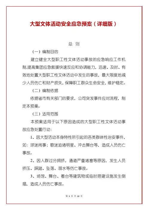 大型文体活动安全应急预案(详细版)