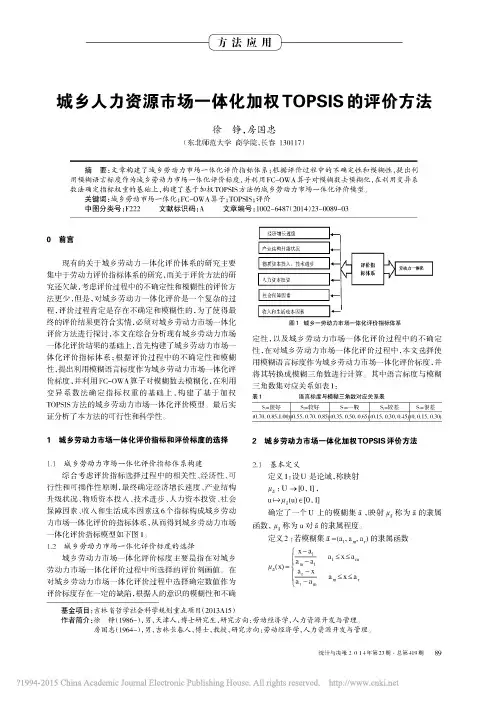 3.城乡人力资源市场一体化加权TOPSIS的评价方法_徐铮