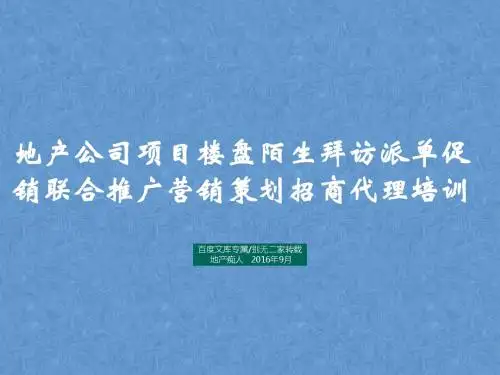 [结构完整]地产公司项目楼盘陌生拜访派单促销联合推广营销策划招商代理培训