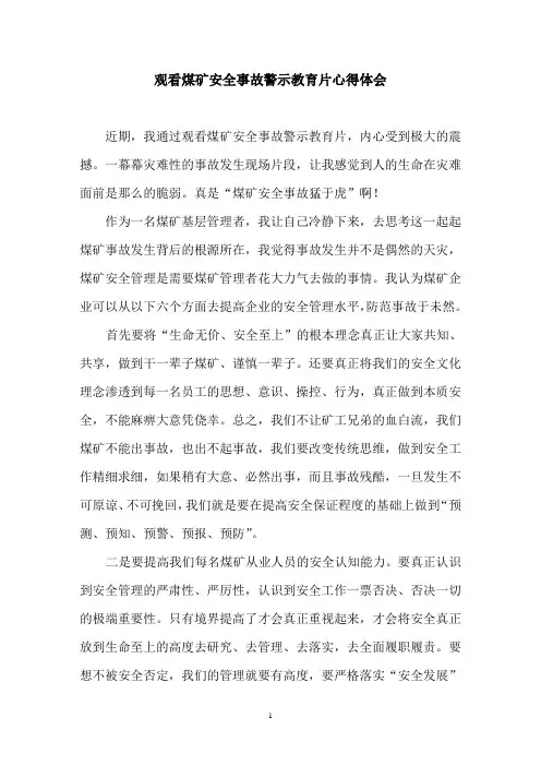 观看煤矿事故警示片心得体会