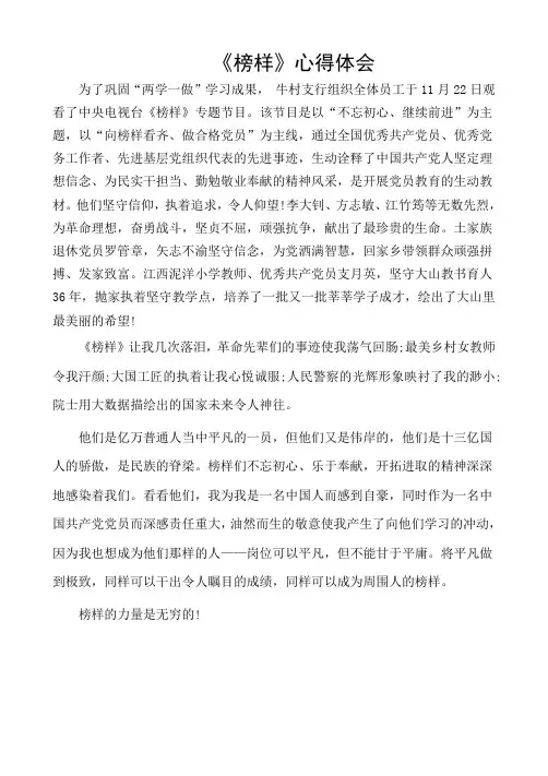 《榜样》心得体会