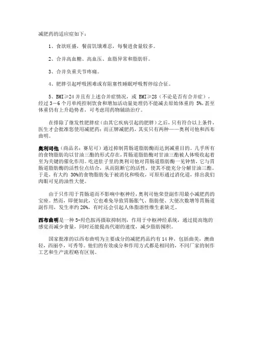 减肥药的适应症