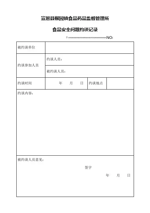 食品安全问题约谈记录