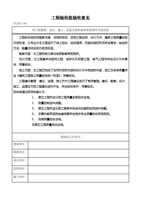 (完整版)工程验收组验收意见