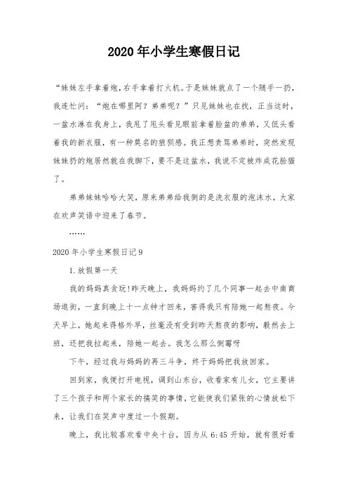 2020年小学生寒假日记