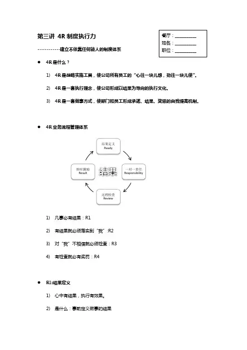 团队执行力训练营《培训教材》三：4R制度执行力