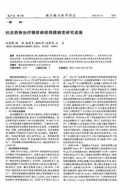 抗炎药物治疗糖尿病视网膜病变研究进展