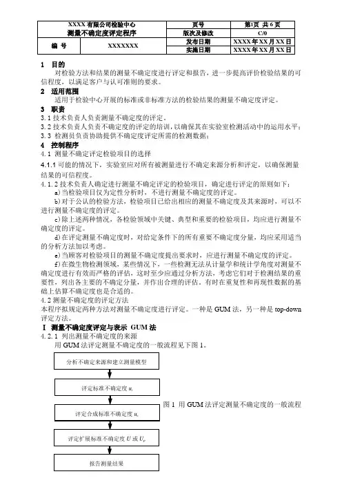 测量不确定度评定程序