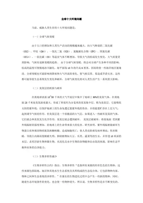 全球十大环境问题