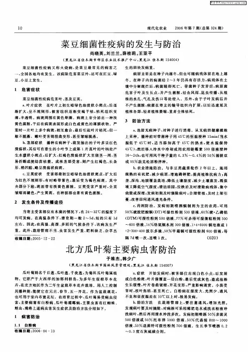 北方瓜叶菊主要病虫害防治