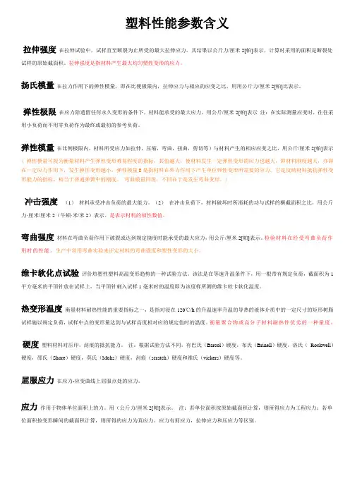塑料性能参数