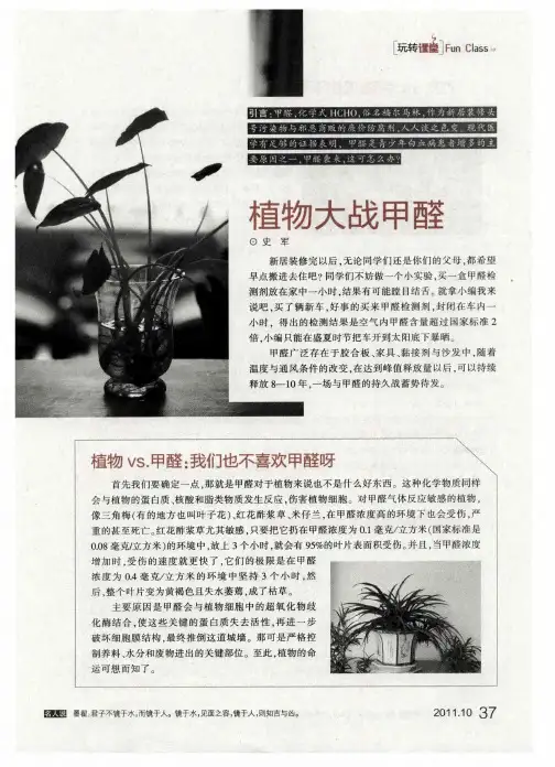 植物大战甲醛