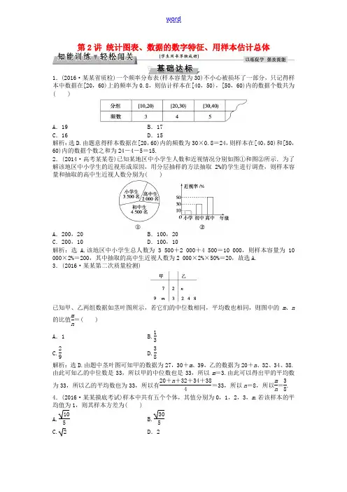 高考数学一轮复习 第10章 统计、统计案例及算法初步 第2讲 统计图表、数据的数字特征、用样本估计总