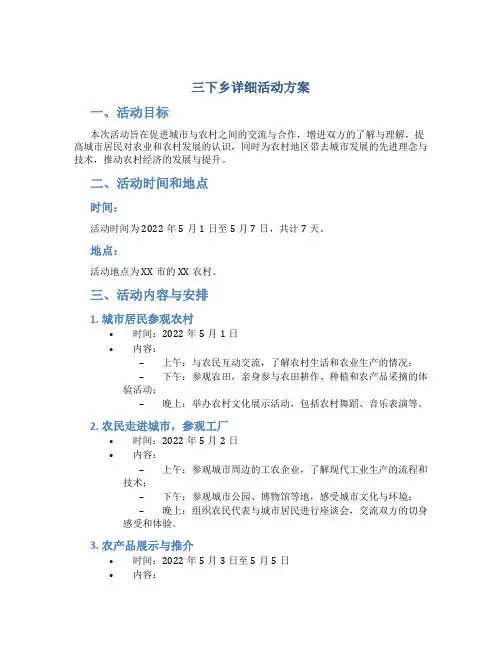 三下乡详细活动方案