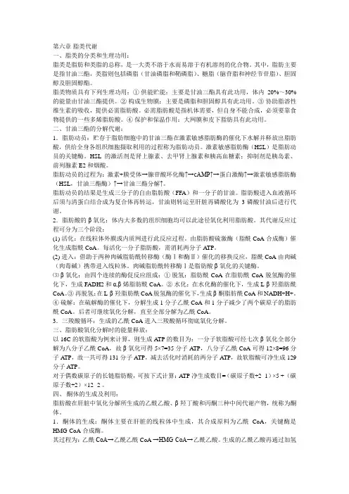 生物化学第六章 脂类代谢