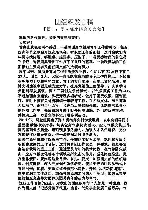 团组织发言稿