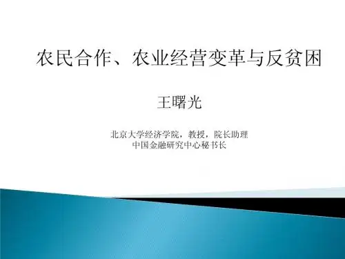农民合作、农业经营变革与反贫困王曙光北京大学经济学院,