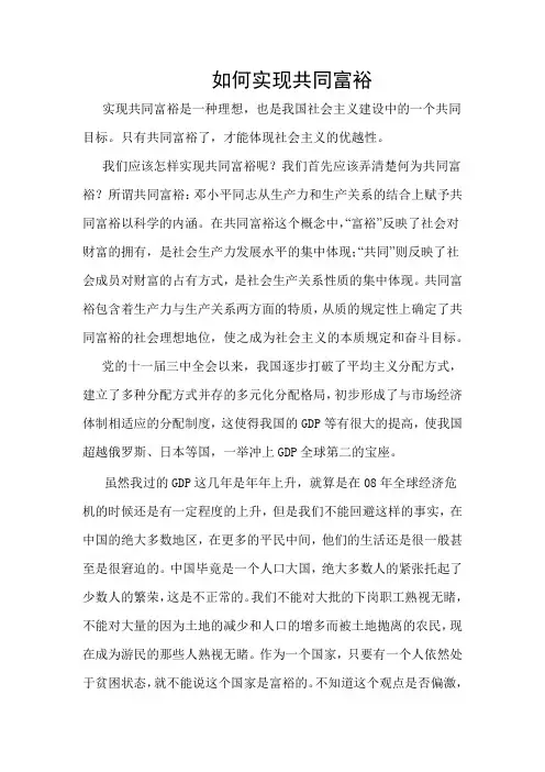 如何实现共同富裕 2