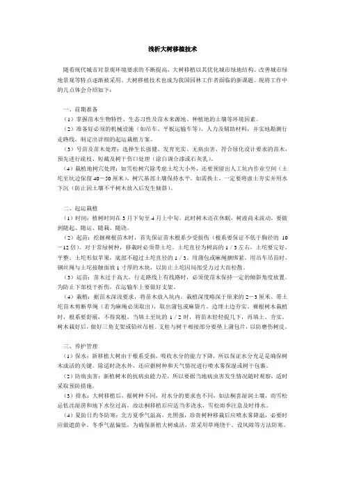 浅析大树移植技术