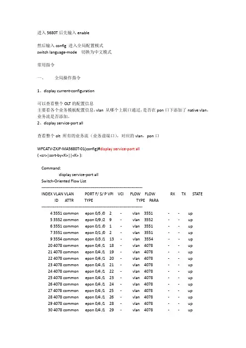 MA5680T-EPON常用维护指令20131231