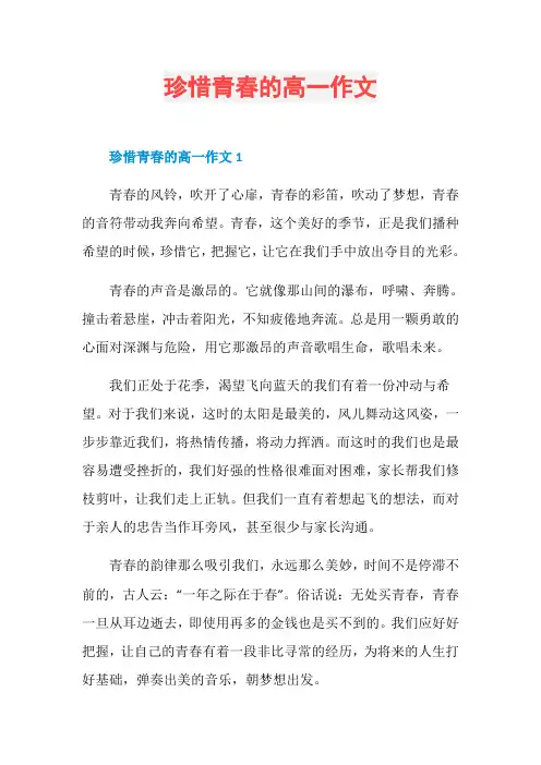珍惜青春的高一作文