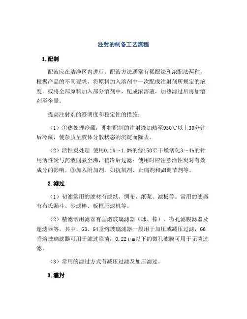 注射的制备工艺流程