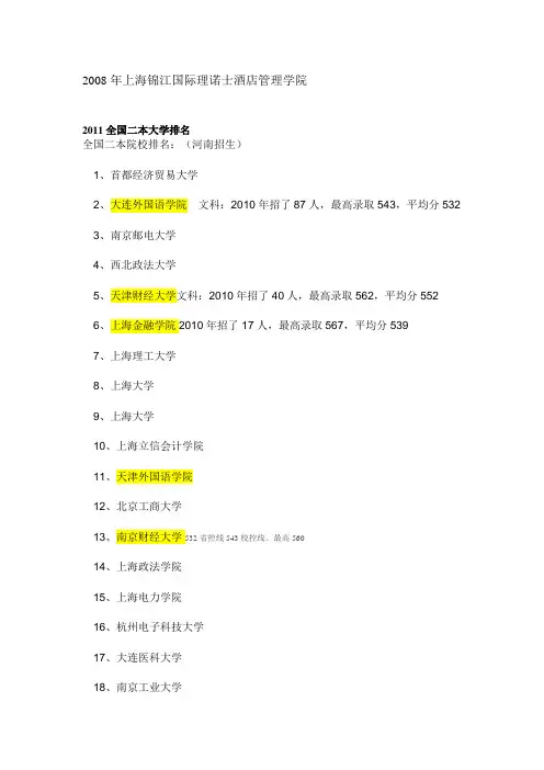 2011全国二本大学排名
