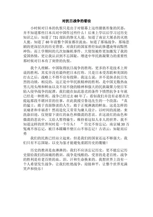 对抗日战争的看法