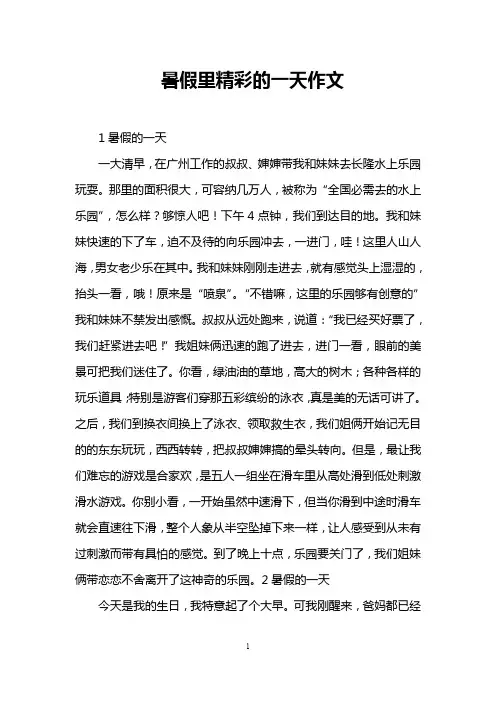 暑假里精彩的一天作文