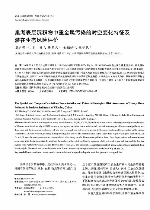 巢湖表层沉积物中重金属污染的时空变化特征及潜在生态风险评价