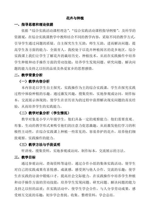 小学综合实践活动教学设计