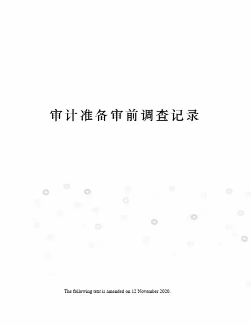 审计准备审前调查记录