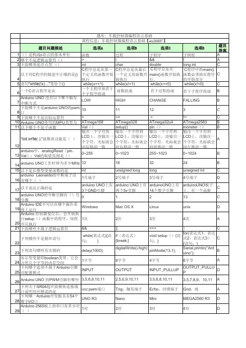 车载控制器编程语言基础--单选题【单选题】试题信息(1)