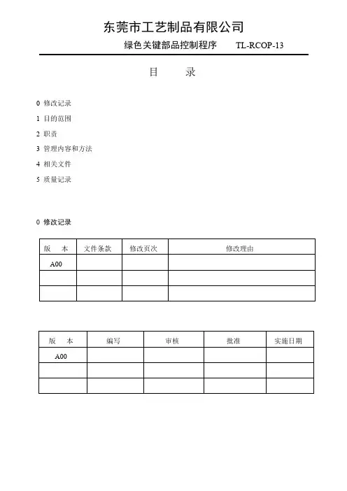 CiP13 绿色部品关键过程控制程序