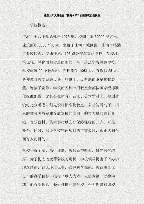 普及九年义务教育提高水平实施情况自查报告(精)