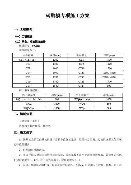 砖胎膜施工方案(全)