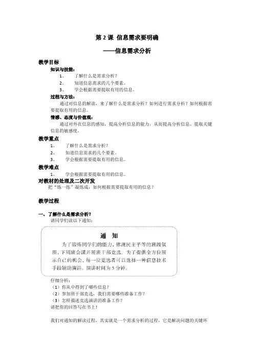 第2课  信息需求要明确——信息需求分析