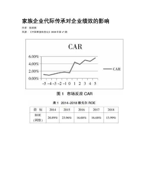 家族企业代际传承对企业绩效的影响