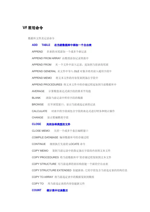 VF常用命令