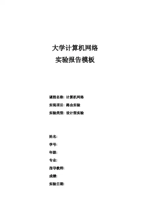 大学计算机网络实验模板-路由实验