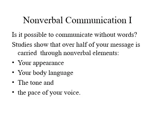 Nonverbal Communication I