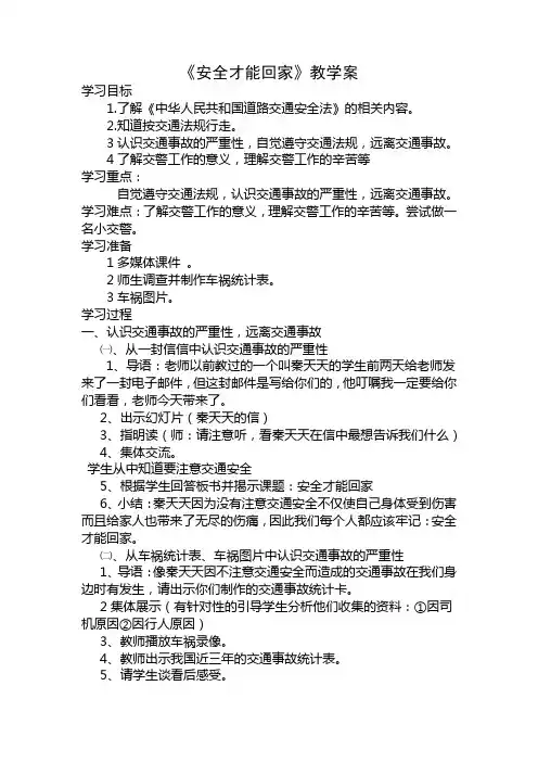 《安全才能回家》教案