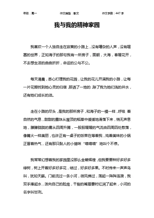 我与我的精神家园作文【高中高一400字】