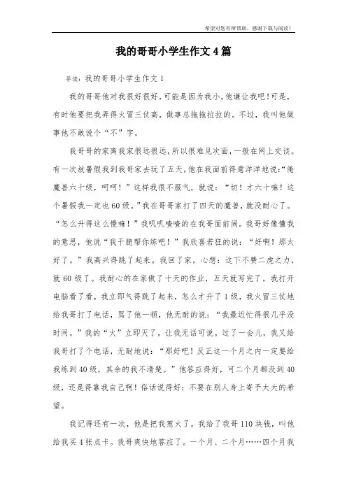 我的哥哥小学生作文4篇
