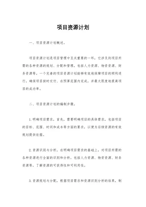 项目资源计划